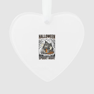 Halloween Haunted Cabin Scary Night Vintage Art Ornament