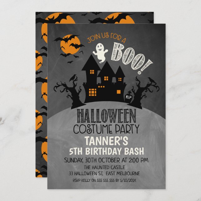 Halloween Haunted Castel Birthday Invitation (Front/Back)