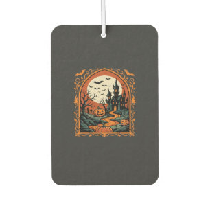 Halloween Haunted Castle Pumpkin Moon Vector Art Car Air Freshener