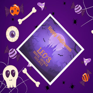 Halloween Haunted Castle Purple Bridal Shower Napkin