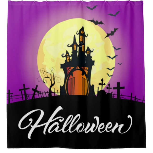 Halloween Haunted Castle Shower Curtain (Front)