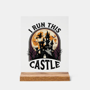 Halloween Haunted Castle Witch Moon Vintage Shirt_ Acrylic Sign