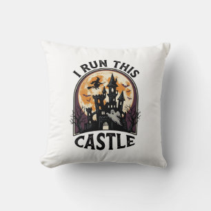 Halloween Haunted Castle Witch Moon Vintage Shirt_ Cushion