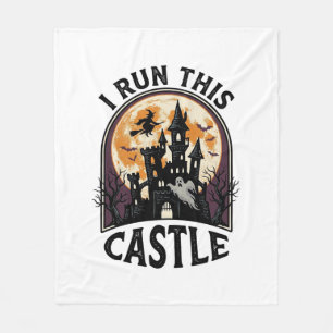 Halloween Haunted Castle Witch Moon Vintage Shirt_ Fleece Blanket