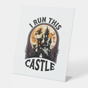 Halloween Haunted Castle Witch Moon Vintage Shirt_ Pedestal Sign