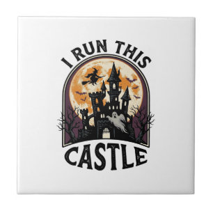 Halloween Haunted Castle Witch Moon Vintage Shirt_ Tile