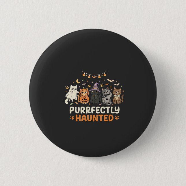 Halloween Haunted Cat Crew 6 Cm Round Badge (Front)