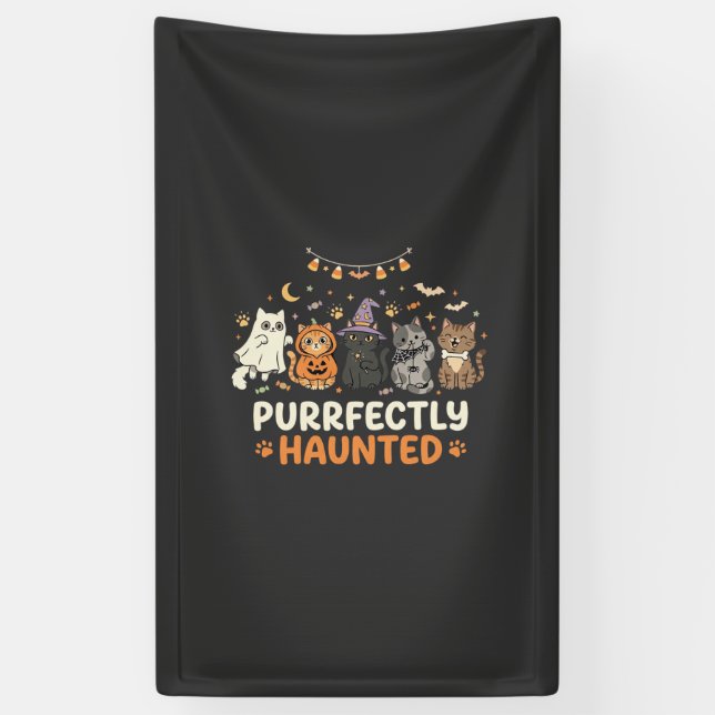 Halloween Haunted Cat Crew Banner (Vertical)