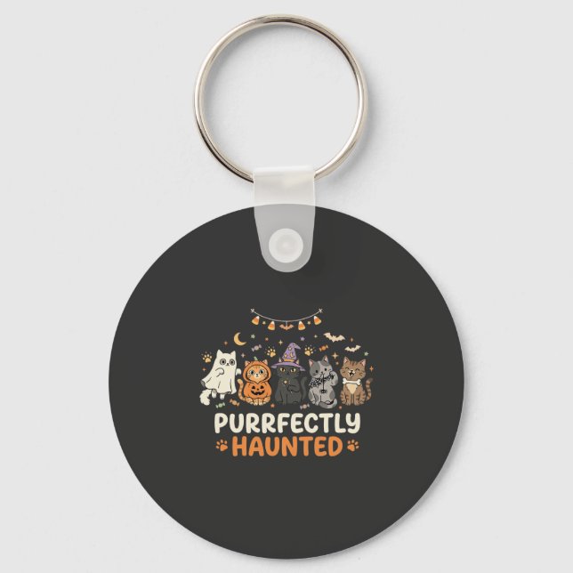 Halloween Haunted Cat Crew Key Ring (Front)