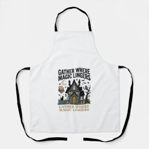 Halloween Haunted Cottage Gathering Apron