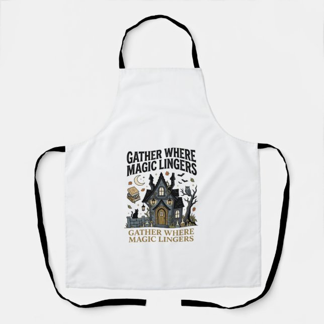 Halloween Haunted Cottage Gathering Apron (Front)