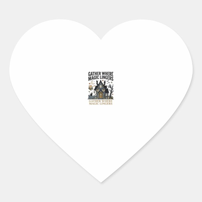 Halloween Haunted Cottage Gathering Heart Sticker (Front)