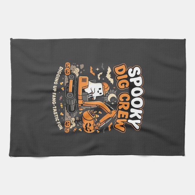 Halloween Haunted Dig Crew Tea Towel (Horizontal)