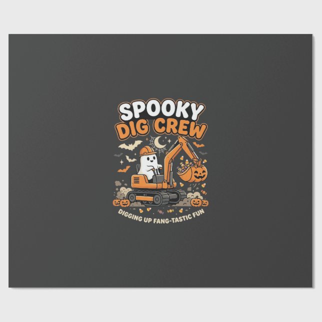 Halloween Haunted Dig Crew Wrapping Paper (Flat)