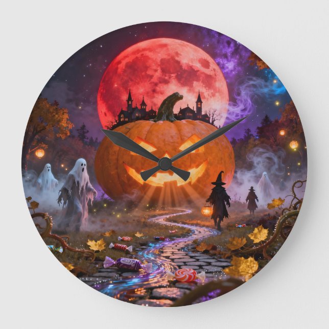 Halloween Haunted Eclipse 2 Wall Clock (Front)