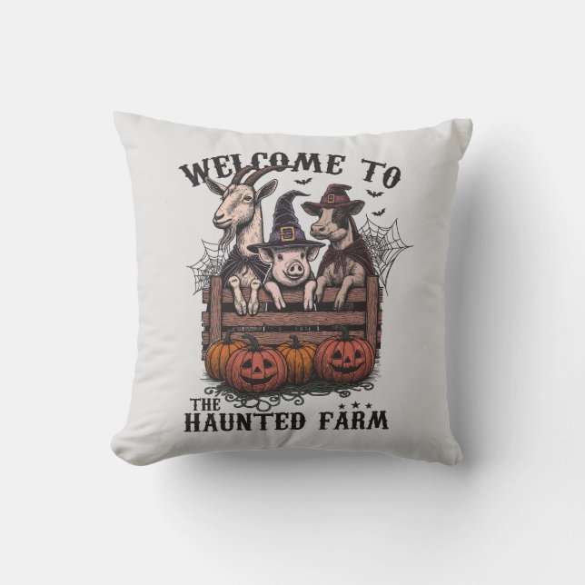 Halloween Haunted Farm Animals  Cushion (Front)