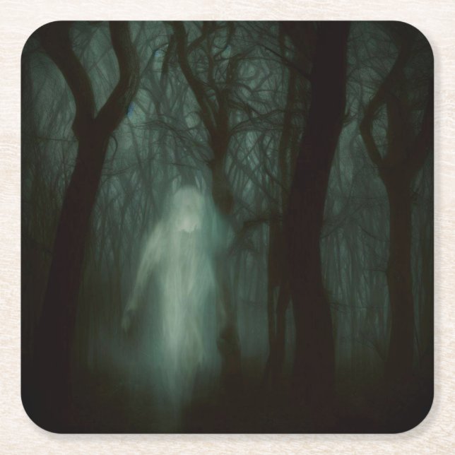 Halloween - Haunted Forest 1 Square Paper Coaster (Front)