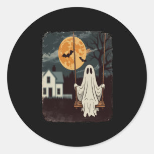 Halloween Haunted Ghost Swing Classic Round Sticker