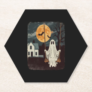 Halloween Haunted Ghost Swing Paper Coaster