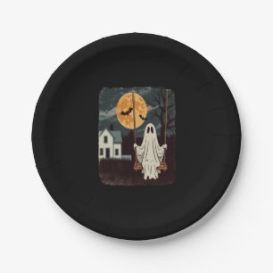 Halloween Haunted Ghost Swing Paper Plate