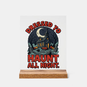 Halloween Haunted Graveyard Costume Night Acrylic Sign