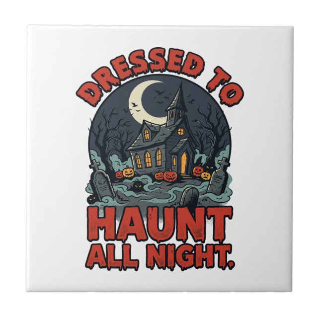 Halloween Haunted Graveyard Costume Night Tile (Front)