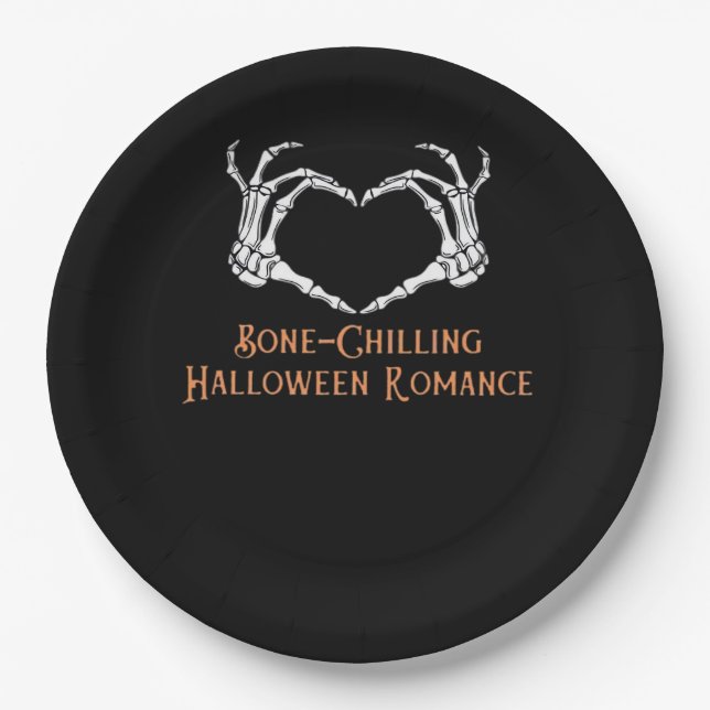 Halloween Haunted Heart Skeletal Bone Chilling Cla Paper Plate (Front)
