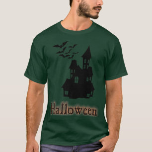 Halloween Haunted House and Bats Happy Halloween T-Shirt