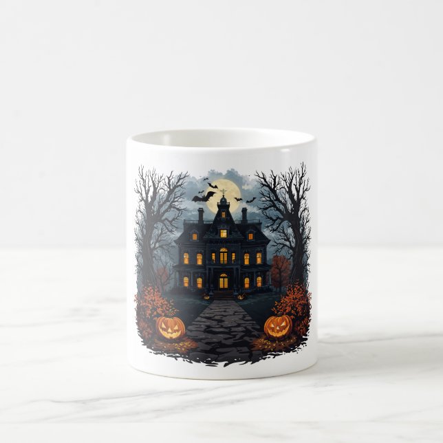 Halloween Haunted House and Full Moon Coffee Mug (Center)