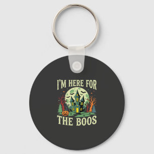 Halloween Haunted House and Pumpkin Boos Key Ring