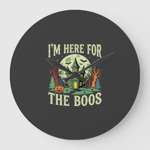 Halloween Haunted House and Pumpkin Boos Large Clock