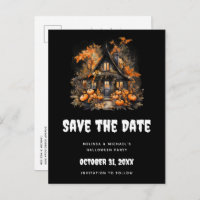 Halloween Haunted House and Pumpkins Save the Date