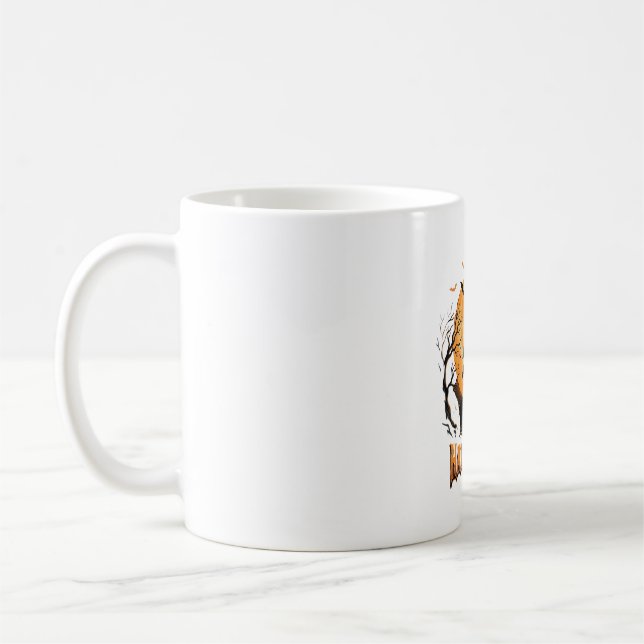 Halloween Haunted House Bat Moon Graphic Design Coffee Mug (Left)