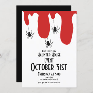 Halloween Haunted House Blood Spiders Invitation