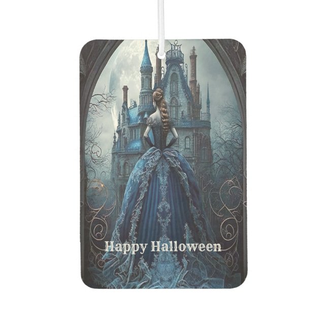 Halloween Haunted House Blue Night Scary  Car Air Freshener (Front)