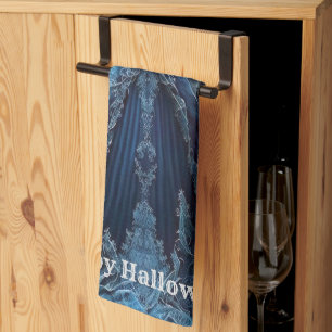 Halloween Haunted House Blue Night Scary Tea Towel