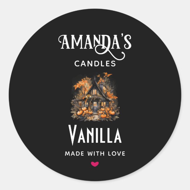 Halloween Haunted House Candle Business Classic Round Sticker (Front)