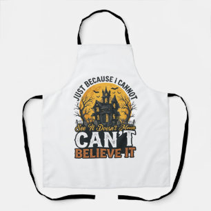 Halloween Haunted House Cant Believe It Vintage Apron