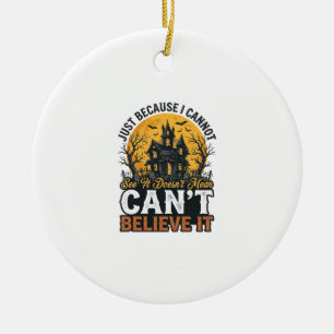 Halloween Haunted House Cant Believe It Vintage Ceramic Tree Decoration