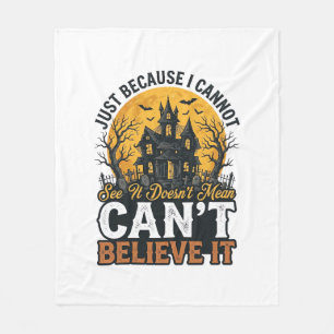 Halloween Haunted House Cant Believe It Vintage Fleece Blanket