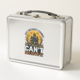 Halloween Haunted House Cant Believe It Vintage Metal Lunch Box