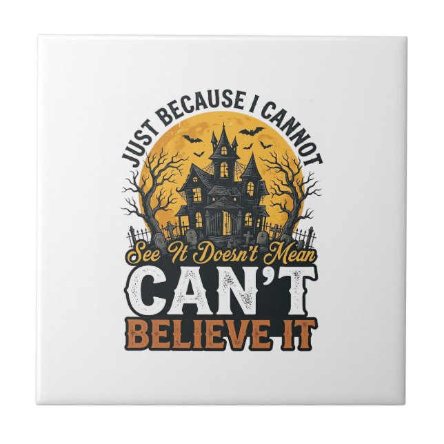 Halloween Haunted House Cant Believe It Vintage Tile (Front)