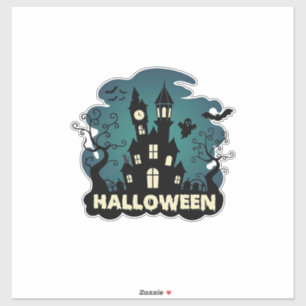 Halloween Haunted House Clock Tower Bats Ghost_1