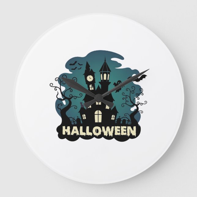 Halloween Haunted House Clock Tower Bats Ghost_1 (Front)