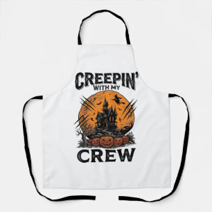Halloween Haunted House Creepin With My Crew Shirt Apron