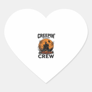 Halloween Haunted House Creepin With My Crew Shirt Heart Sticker