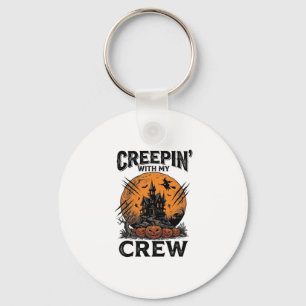 Halloween Haunted House Creepin With My Crew Shirt Key Ring