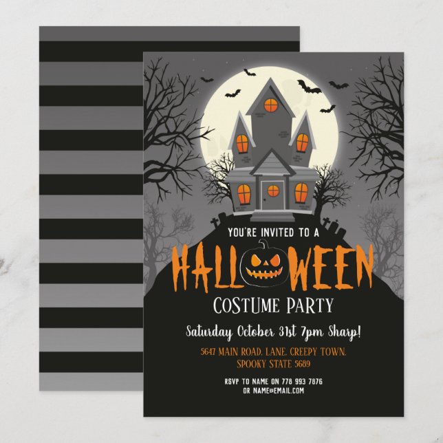 Halloween Haunted House Creepy Party Invite (Front/Back)