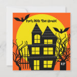 Halloween Haunted House Custom Invitation<br><div class="desc">Having a Halloween party or Halloween birthday party? You'll love our colourful black silhouette on orange and yellow Halloween party invitations that are easy to customise with your party specifics!</div>