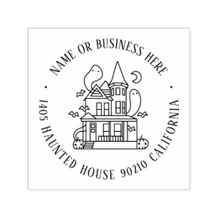 Halloween Haunted House Custom Name Return Address Self-inking Stamp
